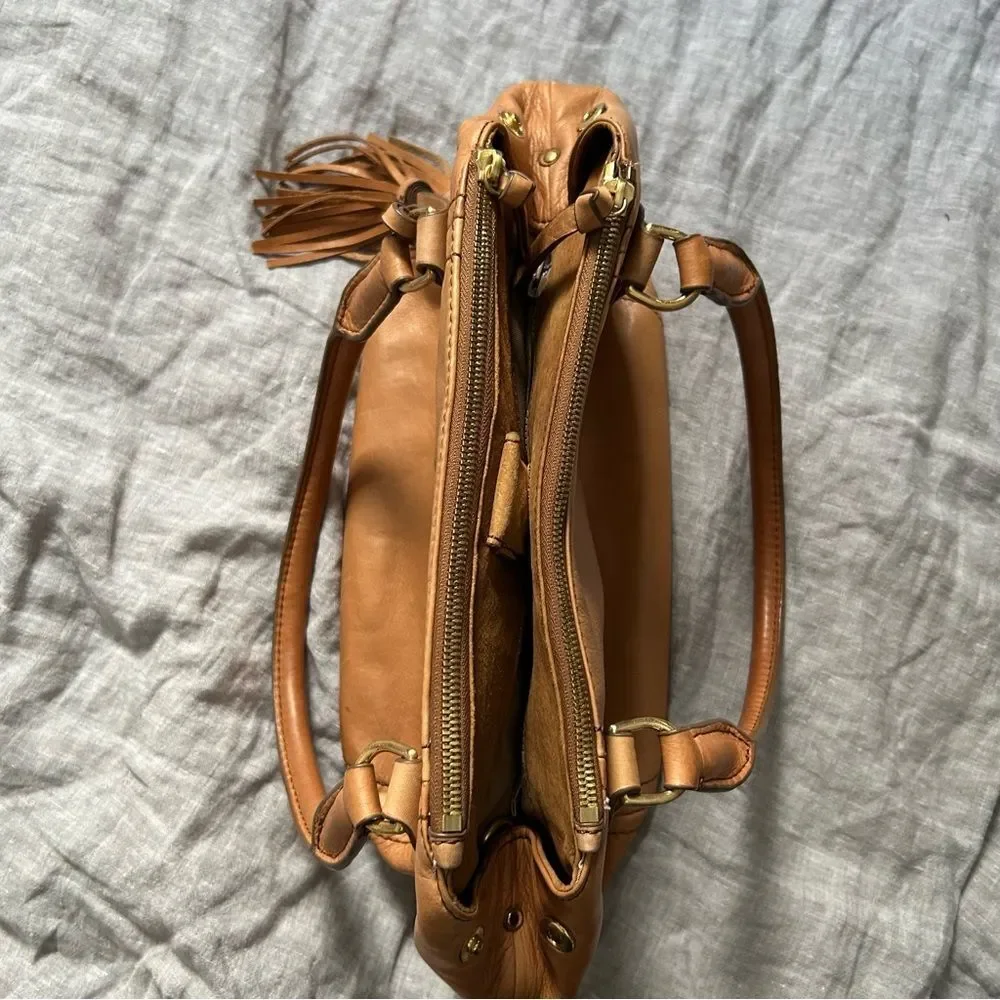 J. Crew Peyton Brown Leather Satchel Crossbody Shoulder Bag Warm Sienna